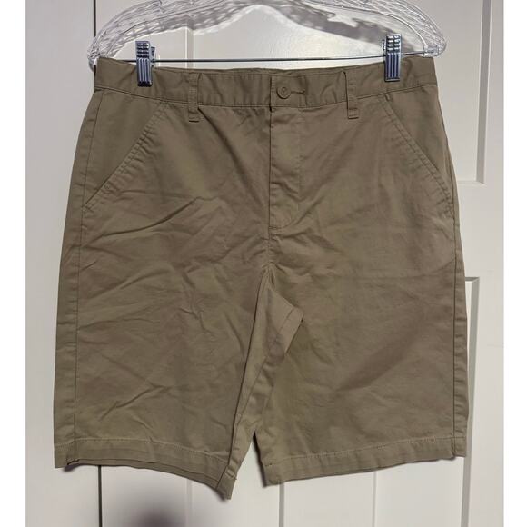 Khaki Chino Flat Front Boys Husky Size 16 Uniform Shorts - Picture 1 of 3